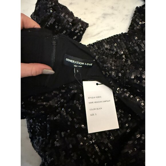 NWT Generation Love Meadow Black Sequin Jumpsuit Sz S $395 [jb] - Picture 12 of 12